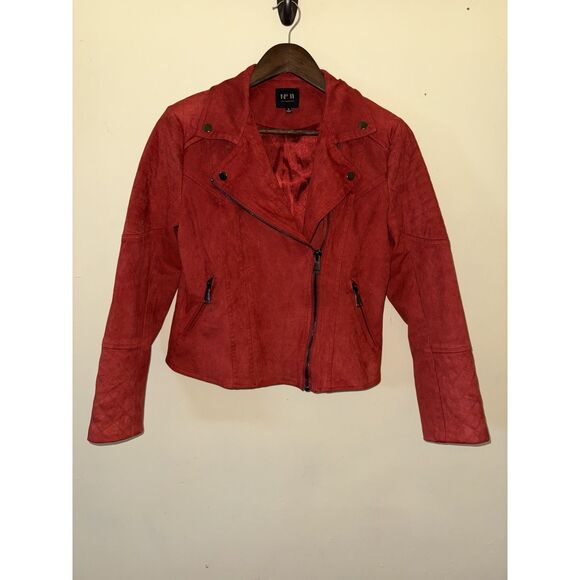 No. 11 Jackets & Blazers - No.11 Los Angeles Red Faux Suede Moto Jacket Small Quilted Asymmetric Zip